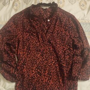 Nannette Red and Black Patterned Blouse